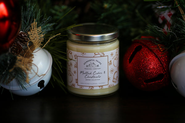 Mulled Cider & Chestnuts - Apple Cider | Caramel | Chestnut - 8 oz. Soy Wax Candle