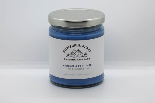 Patience & Fortitude - Leather | Teakwood | Cedar - 8 oz. Soy Wax Candle